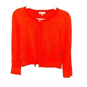 Tyler Boe womens Small 3/4 Sleeve One Button Cropped Cardigan Classic Preppy Red